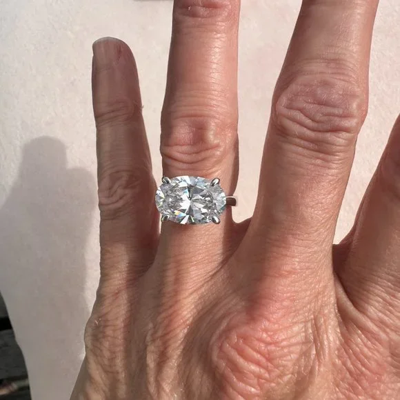 5 Carat Cubic Zirconia Oval Solitaire Engagement Ring - Picture 13 of 17